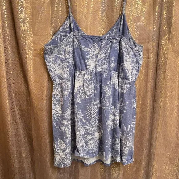 Old Navy Tropical Print Cotton Slub Knit Mini Dress/Top Light Blue XXL - Picture 2 of 7